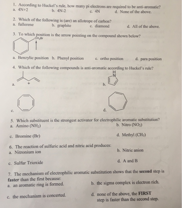 Solved 1 According To Huckel S Rule How Many Pi A 4n 2 Chegg Com