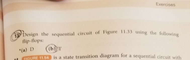 Exercises Figure 11.33 using the following esign the sequential circuit of flip-flops: FIGURE 11.54 is a state transition dia