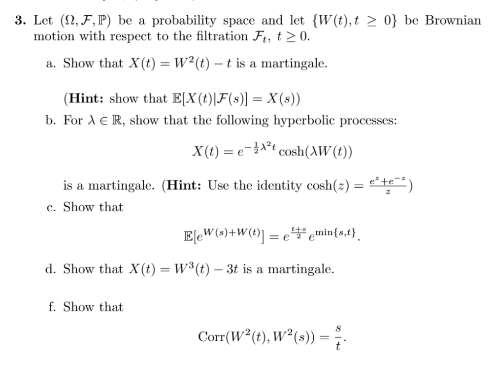 3 Let 2 F P Be A Probability Space And Let W Chegg Com