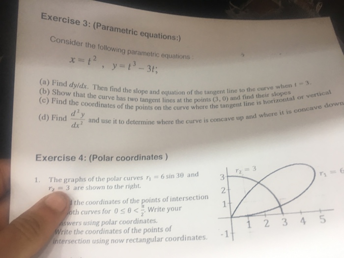 Solved Consider The Following Parametric Equation X T Chegg Com