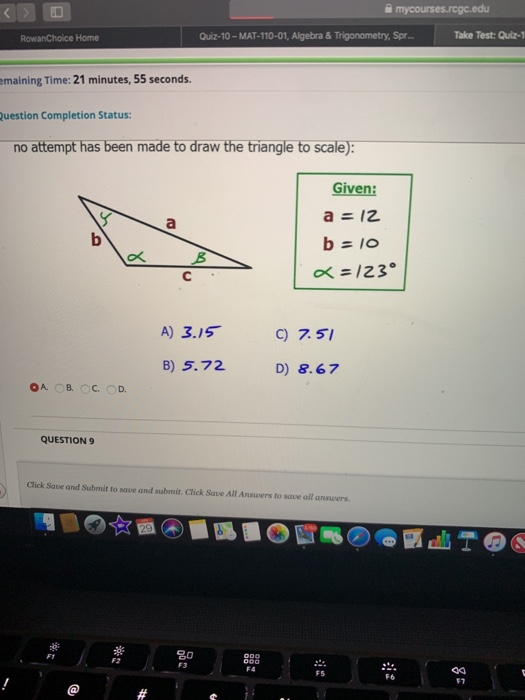 Solved Take Test Quiz 1 Quiz 10 Mat 110 01 Algebra Tr