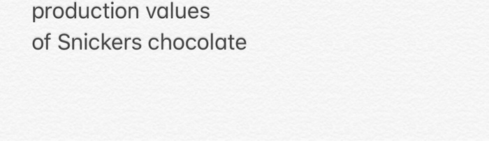 production values of Snickers chocolate