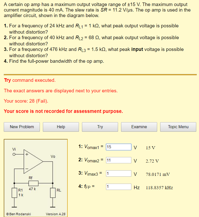 Solved Calculate the full-power bandwidth of an op-amp that