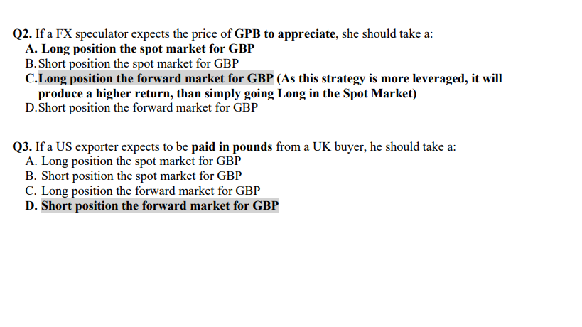 Solved In Class Exercises Fx Forward Market Q1 The Foll - 