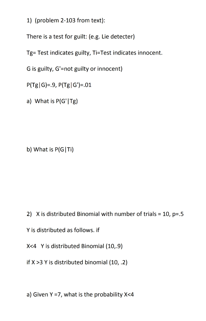 Solved 1 Problem 2 103 From Text There Is A Test For G Chegg Com
