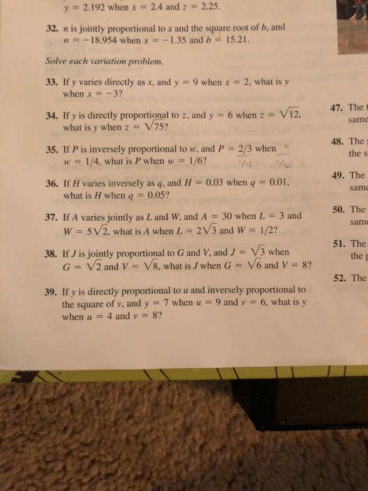 Solved Y 2 192 When X 2 4 And Z 2 25 32 N Is Jointl Chegg Com