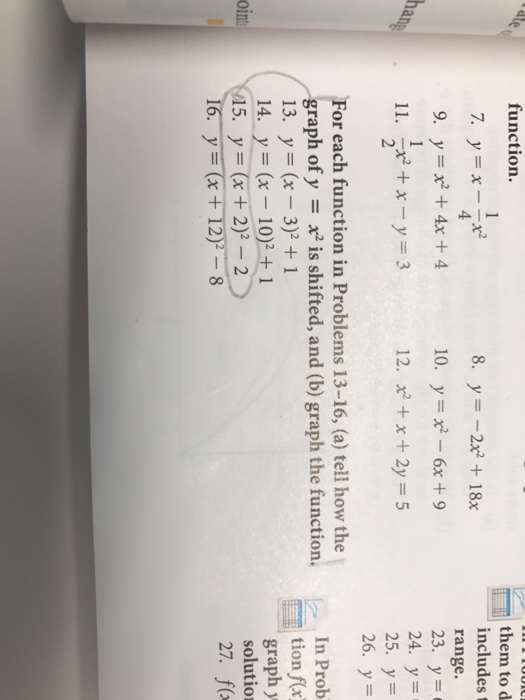 Function 8 Y 2x2 18x 10 Y X2 6x 9 12 X2 X Chegg Com