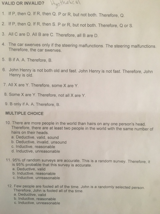 Solved Valid Or Invalid O 1 If P Then Q If R Then Q P Chegg Com