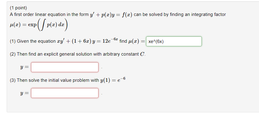 Solved A First Order Linear Equation In The Form Y P X Y Chegg Com