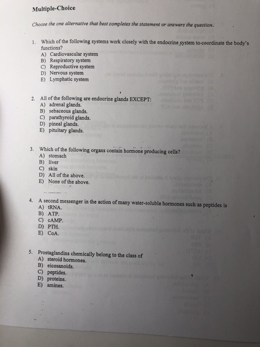 endocrinology mcq questions