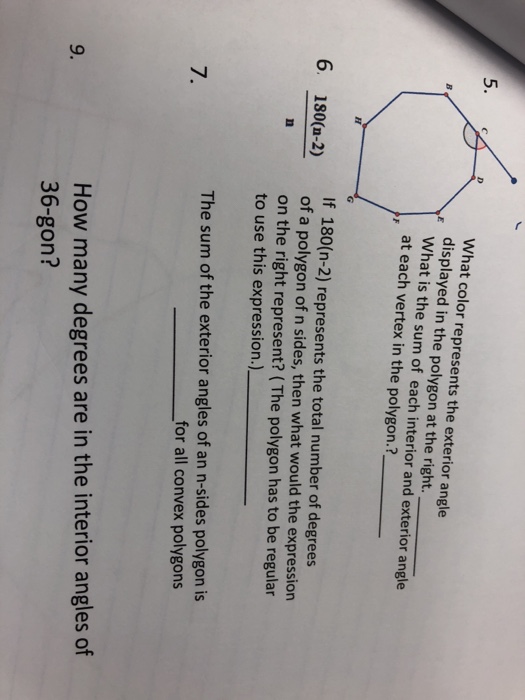 Solved 5 What Color Represents The Exterior Angle Displa