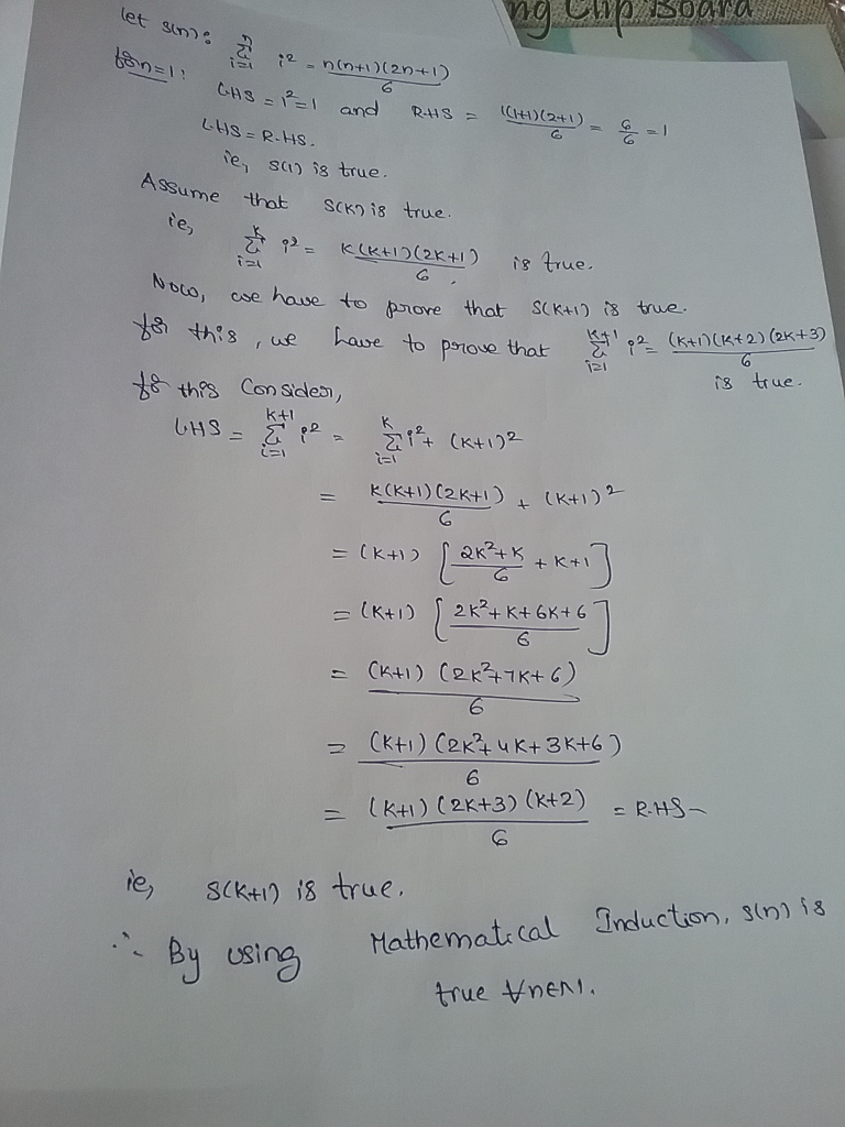 Solved N 1 N N 1 2n 1 N 2 Prove Summation Formula Induction Q