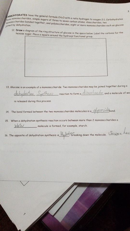 General The ... CH2O R Have A With OROHYDRATES Formula Solved: