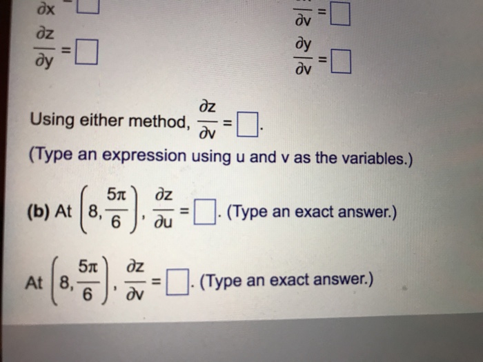 Solved Consider The Functions Z ー2exin Y X리n U Cos V Chegg Com