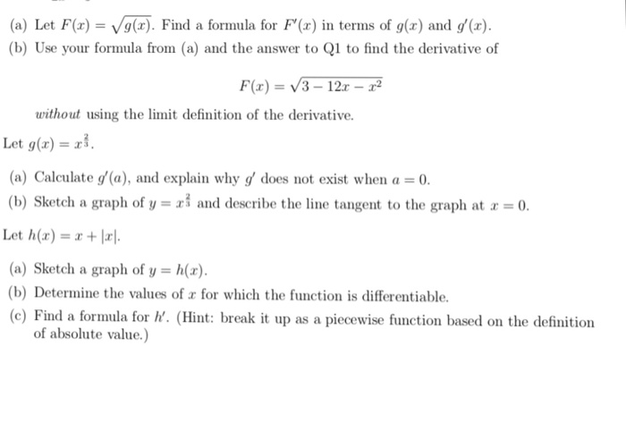 Solved A Let F R V G X Find A Formula For F X In Chegg Com