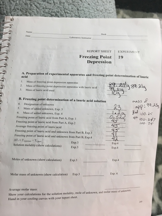 freezing point depression lab report answers