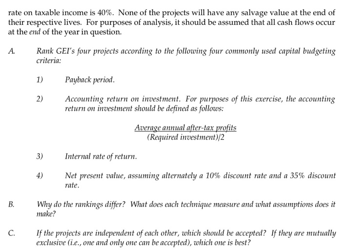 valuing capital investment projects case analysis