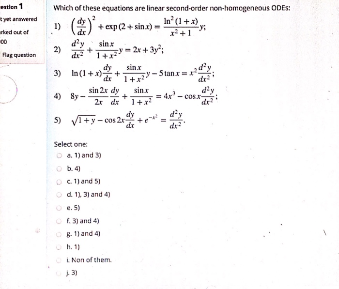 Solved Which Of These Equations Are Linear Second Order N Chegg Com