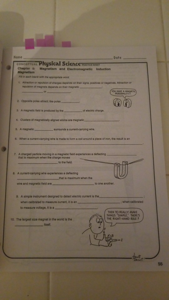 Magnets and Magnetic Fields - Worksheet - Fill in the blank