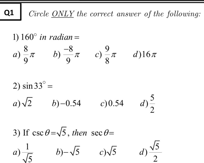 Q1circle Only The Correct Answer Of The Following 1 Chegg Com