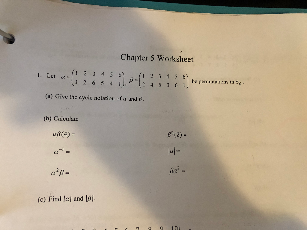 Solved Chapter 5 Worksheet 1 Let A G 2 3 4 5 6 Ml 66 B Chegg Com