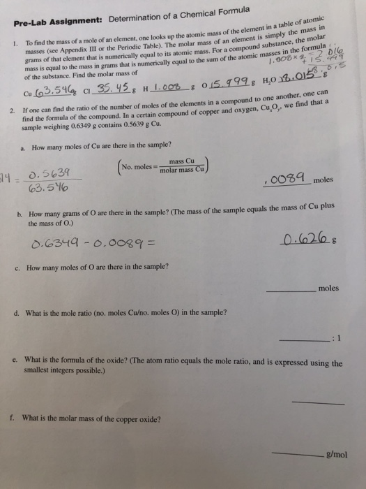 Solved Pre Lab Assignment Determination Of A Chemical Fo Chegg Com