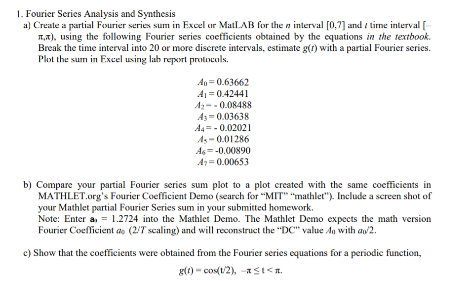 Solved 1 Fourier Series Analysis And Synthesis A Create Chegg Com