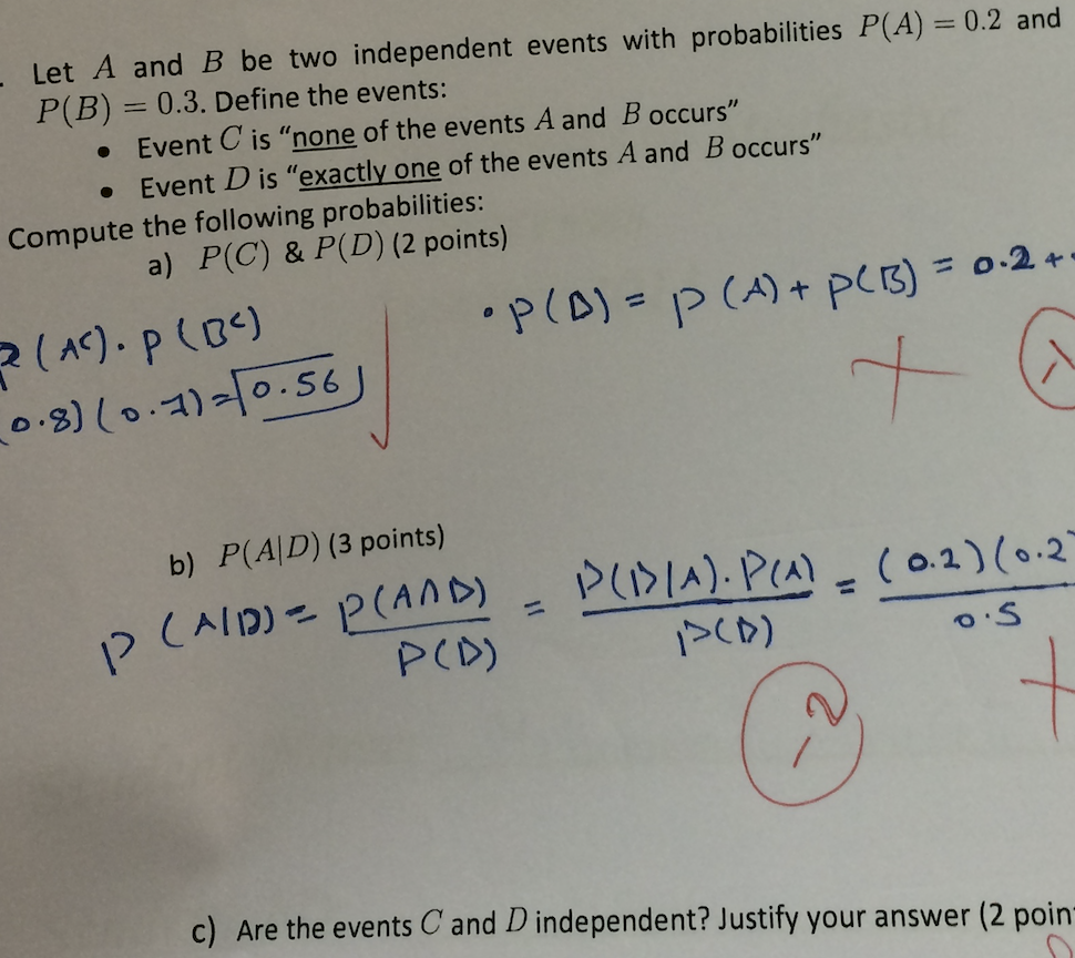 Solved Let A And B Be Two Independent Events With Proba Chegg Com