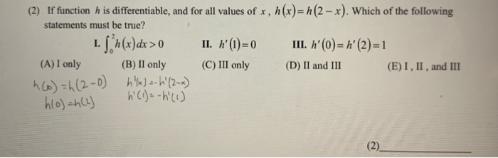 Solved 2 If Function H Is Differentiable And For All V Chegg Com