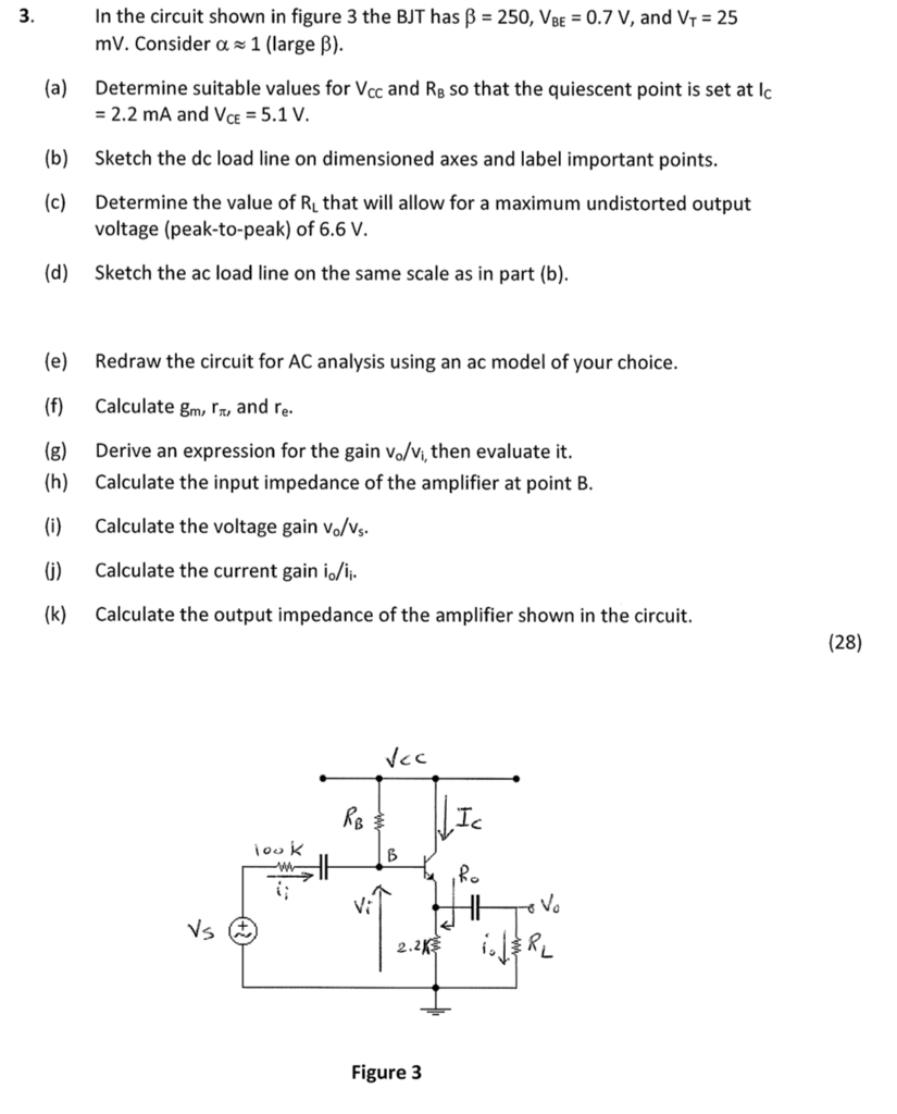 Solved In The Circuit Shown In Figure 3 The Bjt Has B 250 Chegg Com