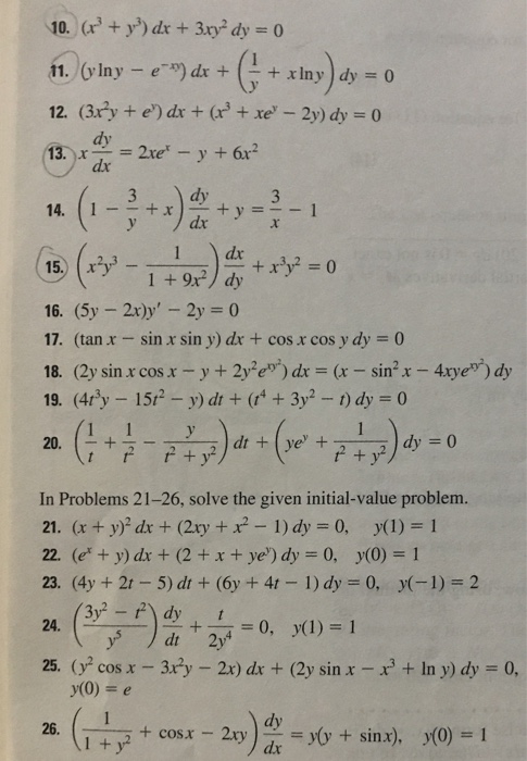 Solved 10 X Y Dr 30 Dy 0 12 3x2y E Dr Chegg Com