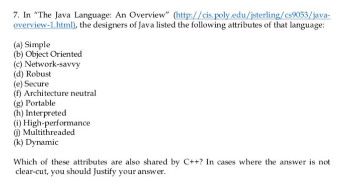 Solved 7 Java Language Overview Http Cispolyedu Jsterling Cs9053 Java Overview 1html Designers Ja Q 1
