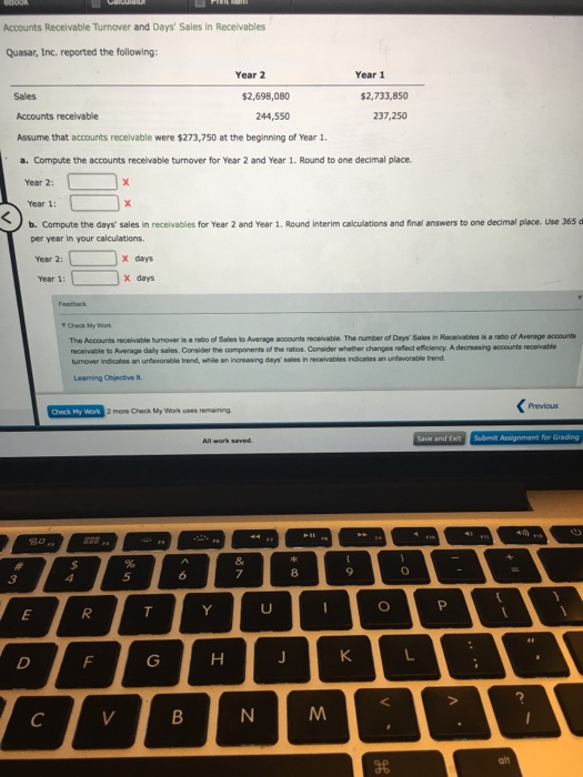 Accounts Receivable Turnover And Days Sales In Chegg Com