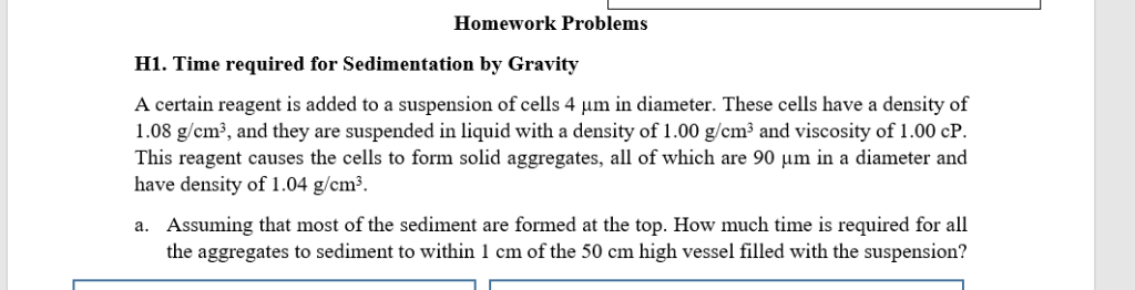 e Sedimentation problems and their possible cause.