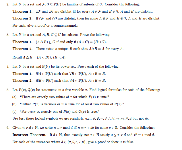 Solved Let U Be A Set And F G C P U Be Families Of Subse Chegg Com