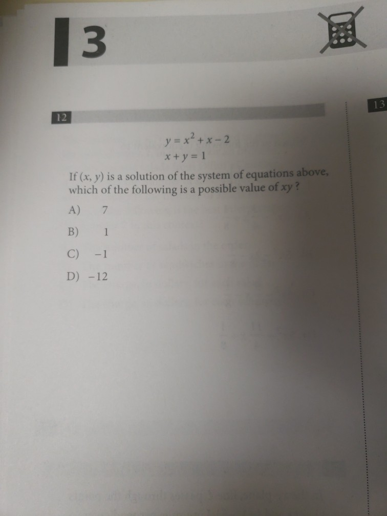 Solved 3 y x2+ x2 x +y 1 If (x, y) is a solution of the | Chegg.com