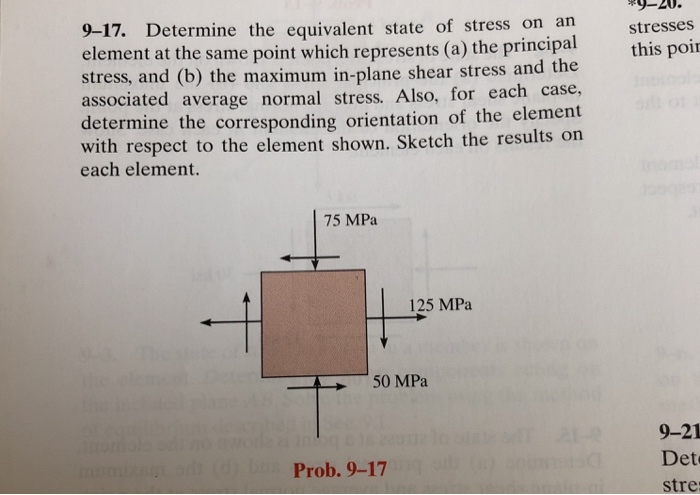Solved 9-17. Determine the equivalent state of stress on an | Chegg.com