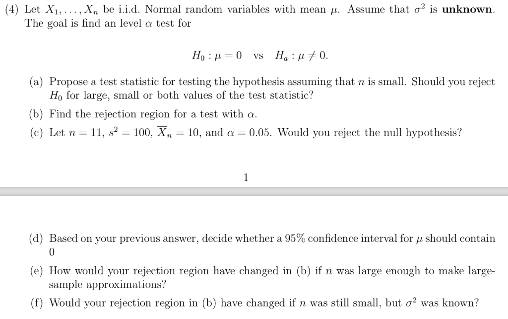Solved Be I I D Normal Random Variables With Mean M Chegg Com