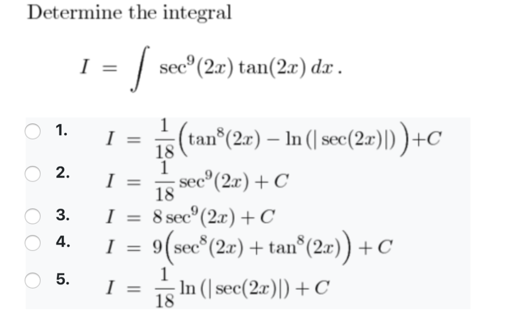 Solved Determine The Integral Isec 2x Tan 2x Dx 1 Ta Chegg Com