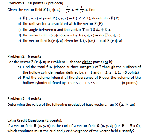 Solved Problem 1 10 Points 2 Pts Each Given The Vector Chegg Com