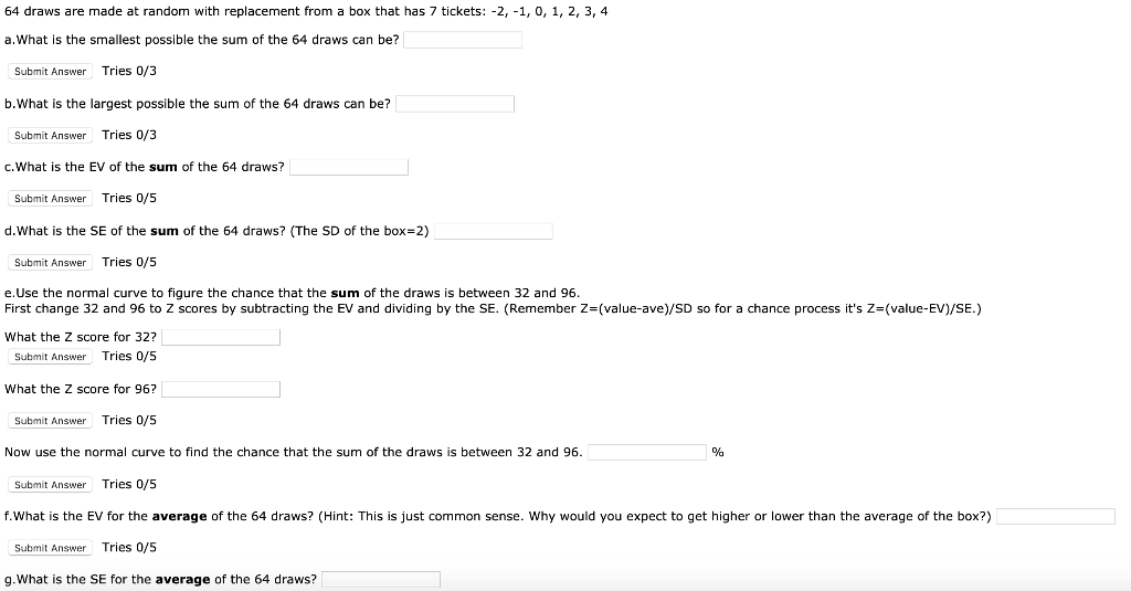 Solved 64 Draws Are Made At Random With Replacement From Chegg Com