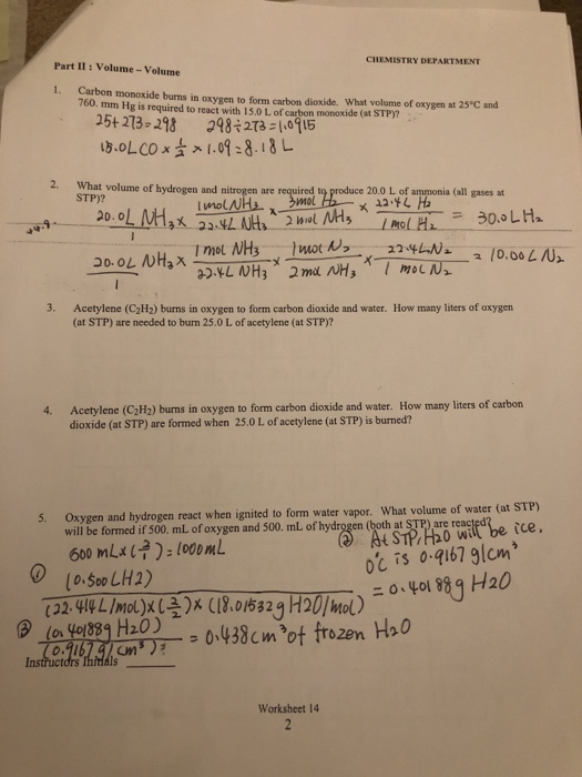 Solved Chemistry Department Part Ii Volume Volume 1 Ca Chegg Com