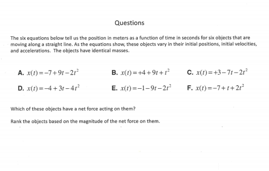 Questions The Six Equations Below Tell Us The Position In Meters As A Function Of Time Questions The Six Equations Below Tell Us The Position In Meters As A Function Of Time