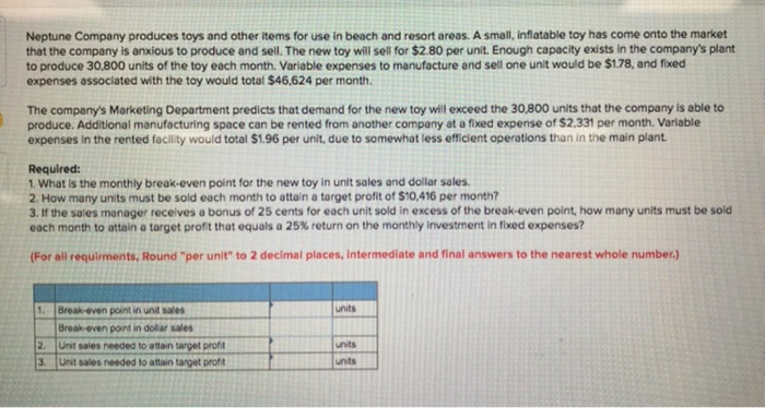 Neptune Pany Produces Toys And Other Items For Use Chegg 
