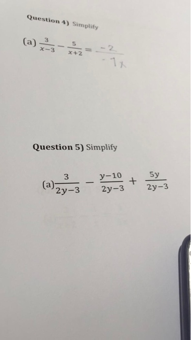 Question 4 Simplify 3 A X2 5 Question 5 Simplify 3 Chegg Com