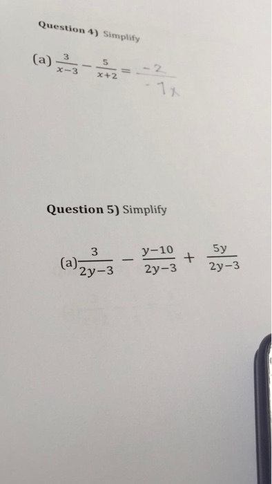 Solved Question 4 Simplify 3 A X2 5 Question 5 Simplify 3 Chegg Com