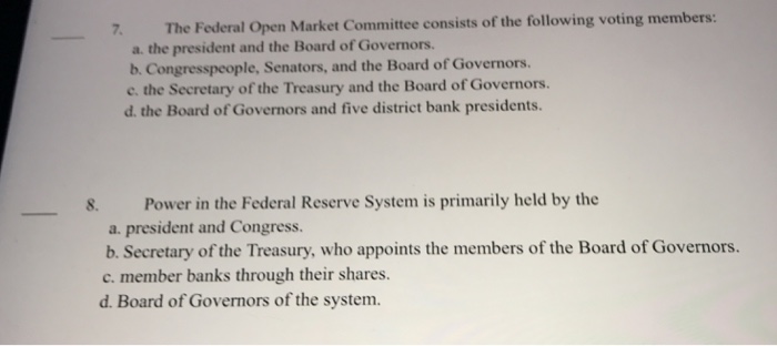 the voting members of the federal open market committee consists of the