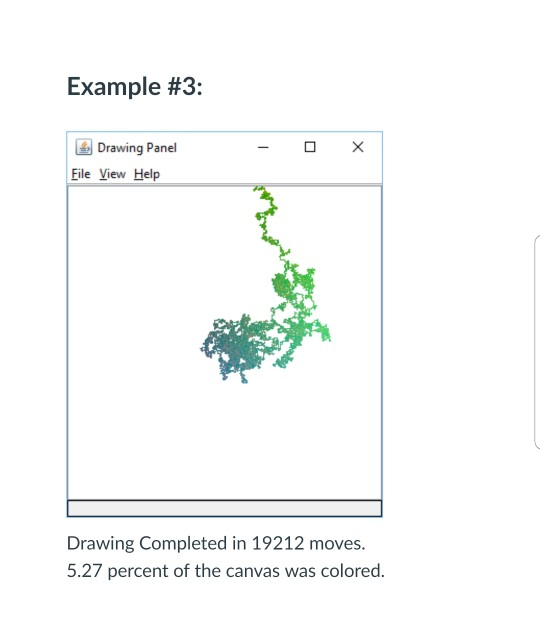 Example #3: LI Drawing Panel File View Help Drawing Completed in 19212 moves. 5.27 percent of the canvas was colored.