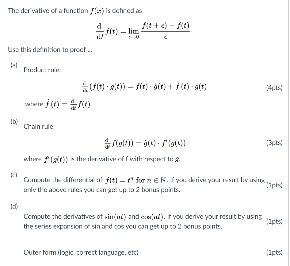 Solved The Derivative Of A Function F X Is Defined As E Chegg Com