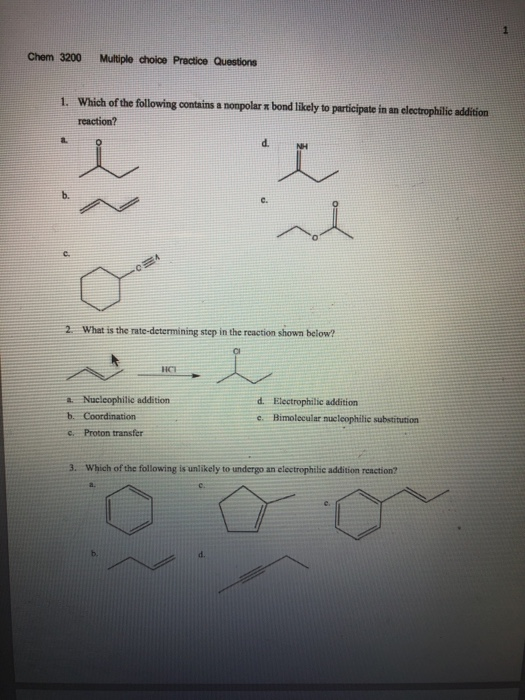 Chem 3200 Multiple Choioe Prectice Questions Which Of Chegg 